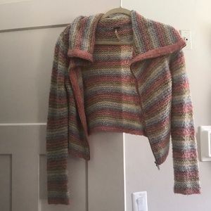 Free people zip sweater pastel rainbow